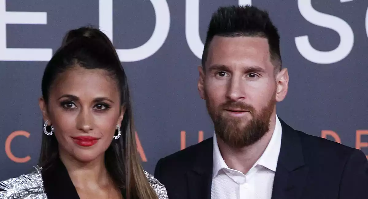 Antonella Roccuzzo i Leo Messi a l'estrena del 'Messi X Cirque du Soleil', el 10 d'octubre del 2019