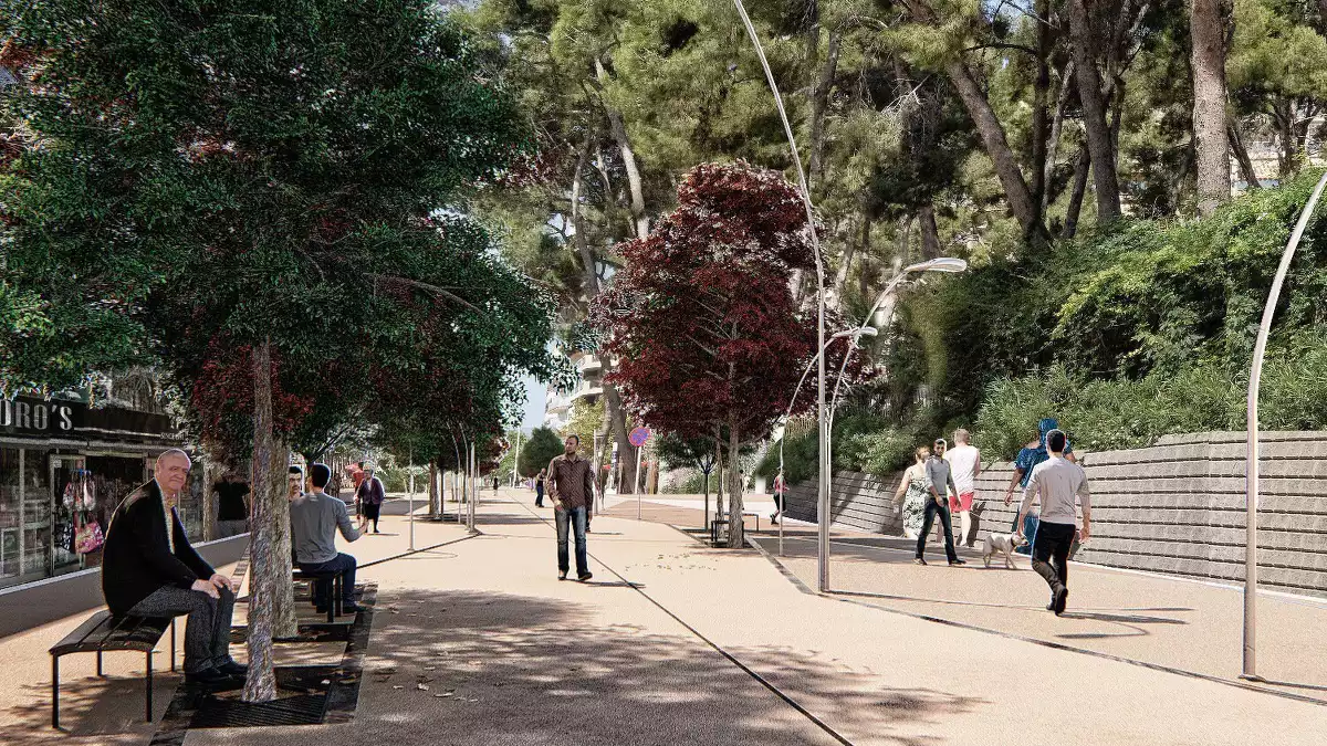 Imatge virtual de l'avinguda de Carles Buïgas de Salou totalment peatonal.