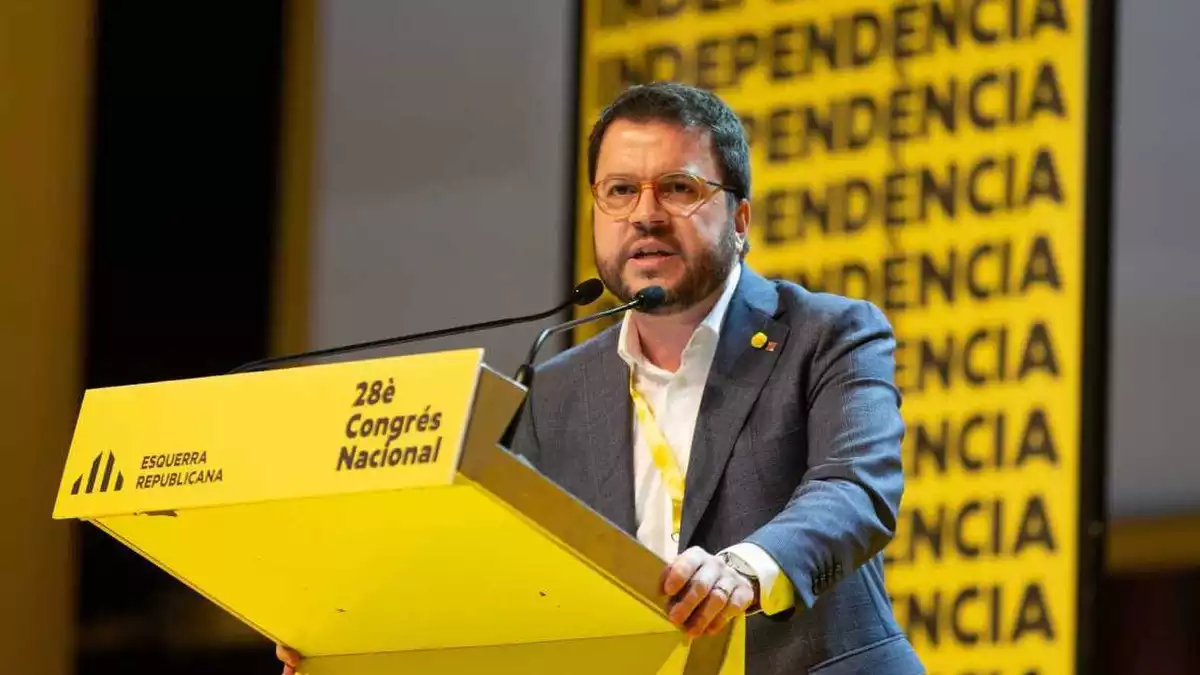 Pere Aragonès durant el 28è Congrés Nacional d'ERC