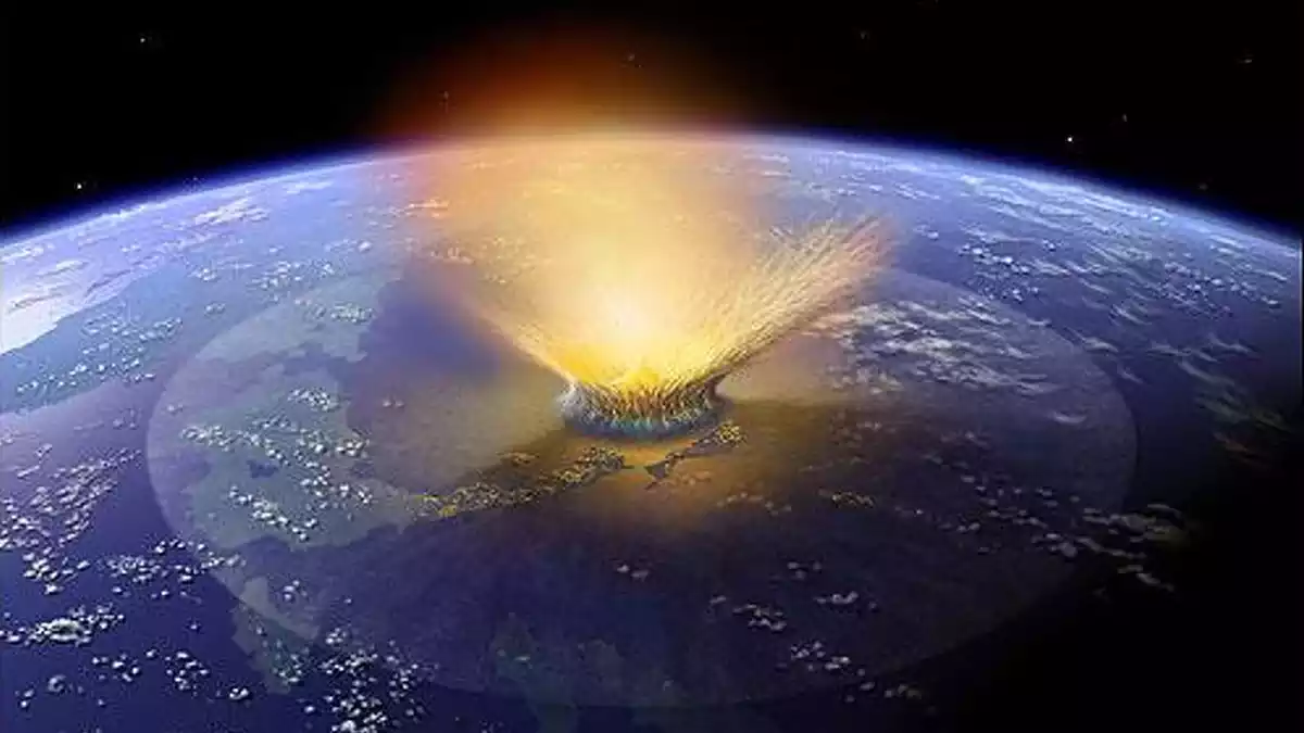 Imatge d'un meteorit impactant contra la terra