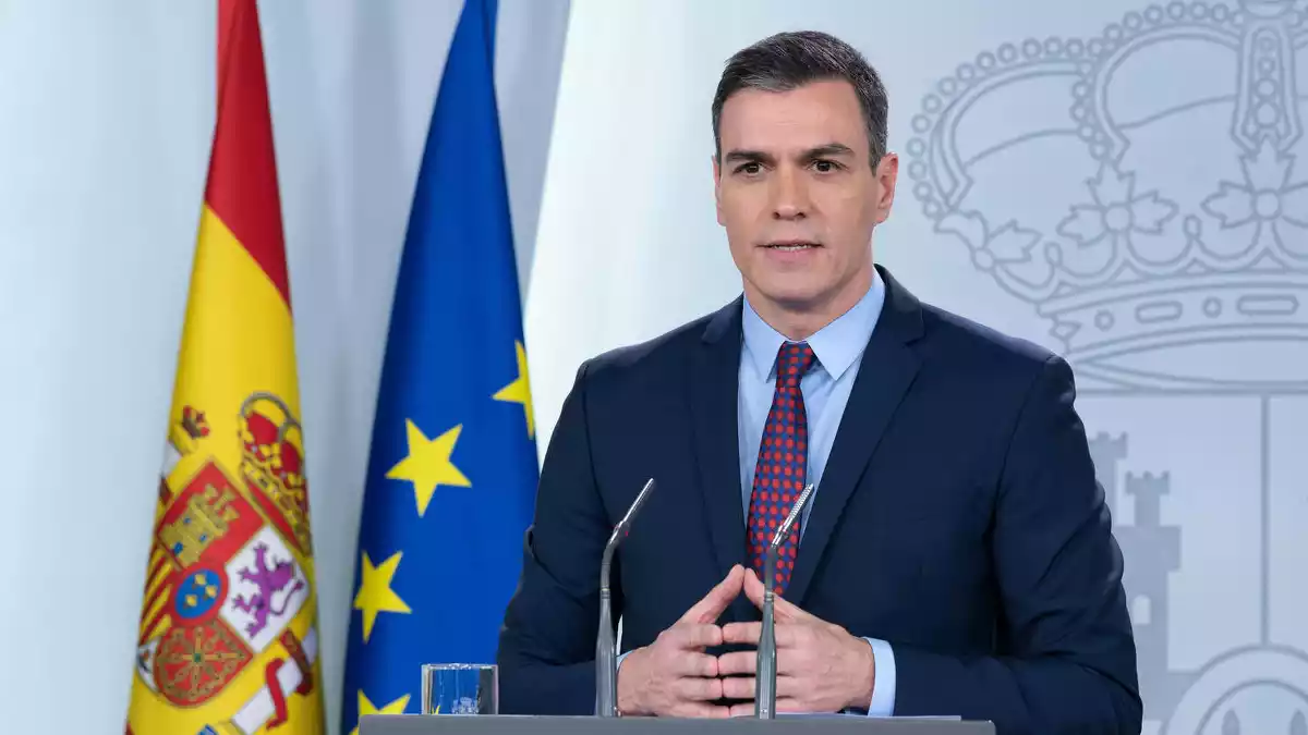 El president del govern espanyol, Pedro Sánchez, durant la compareixença
