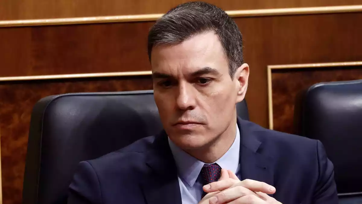 El presidente del Gobierno, Pedro Sánchez, durante el pleno extraordinario para explicar la declaración del estado de alarma.