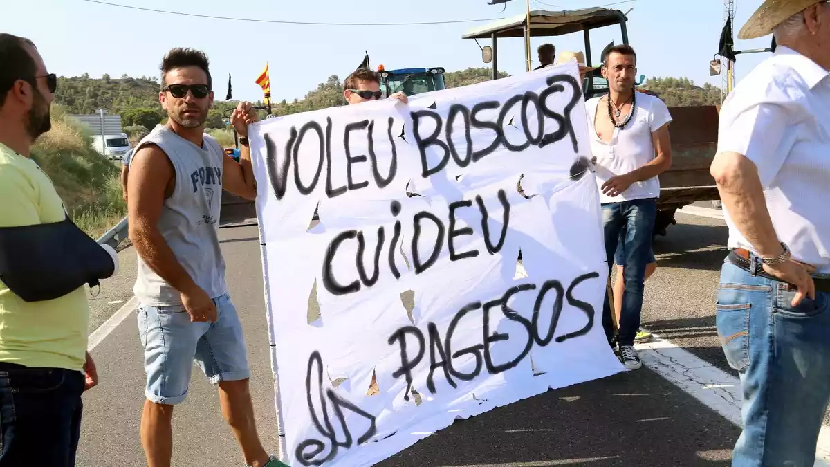 Els pagesos afectats pel foc de la Ribera d'Ebre augmenten les protestes per reclamar ajuts a fons perdut