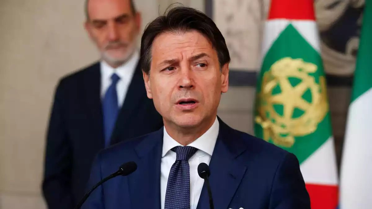 El primer ministre italià, Giuseppe Conte, en una compareixença amb motiu del coronavirus el 9 de març de 2020