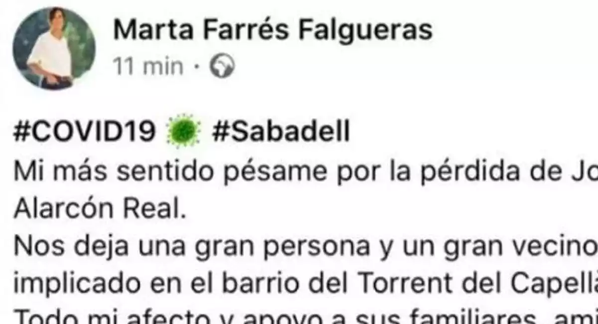 Captura del missatge de l'alcaldessa de Sabadell