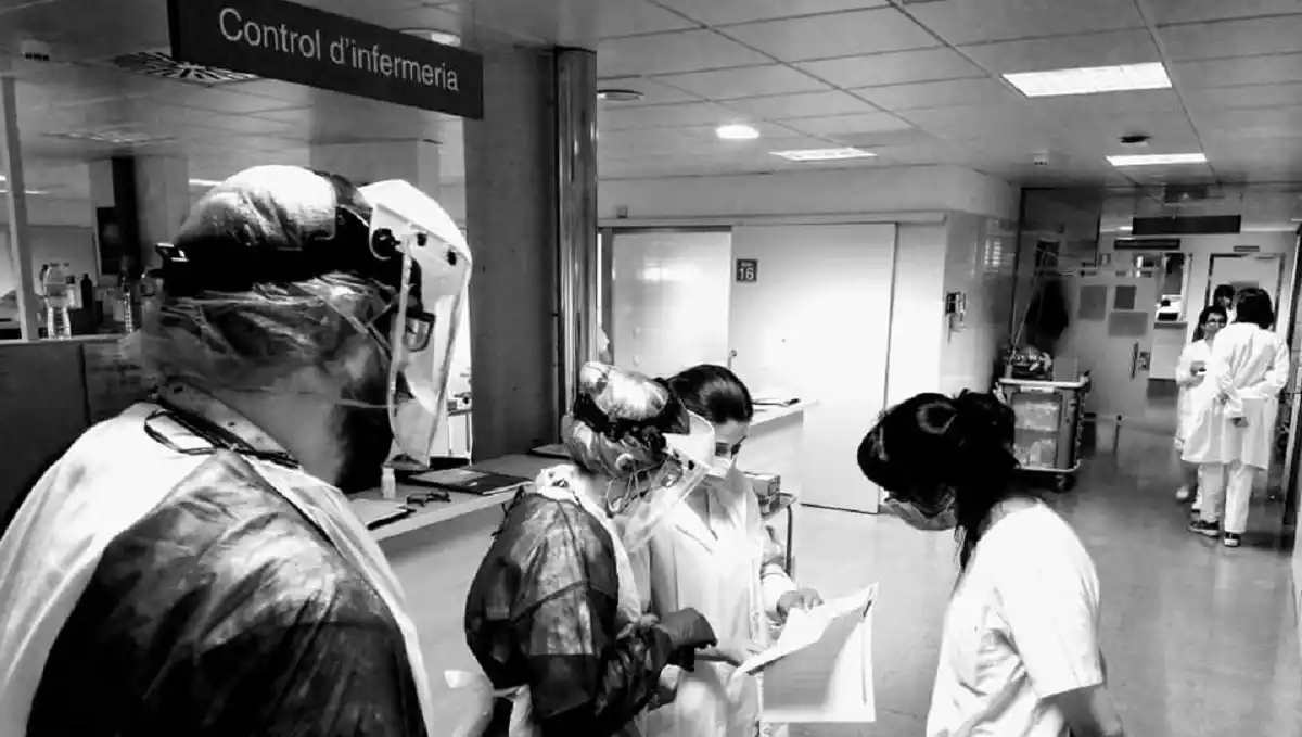 Treballadors de l'Hospital del Vendrell, en plena crisi per la Covid-19.