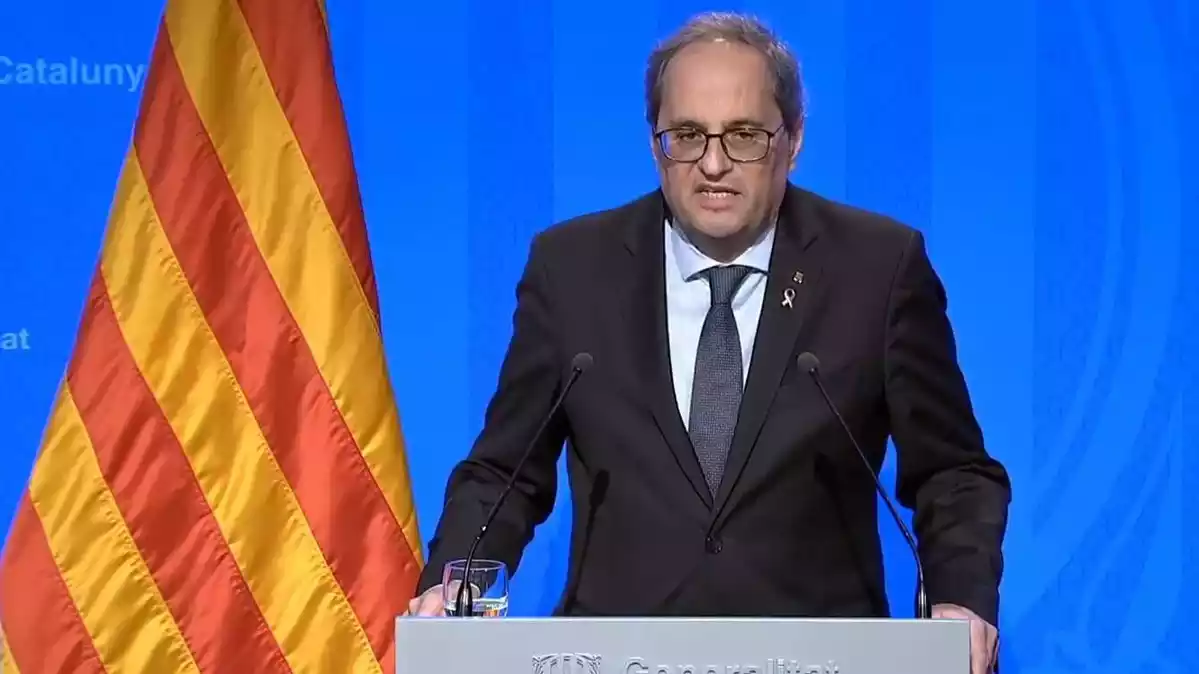 Roda de premsa telemàtica del president de la Generalitat, Quim Torra, sobre el coronavirus el 15 de març del 2020