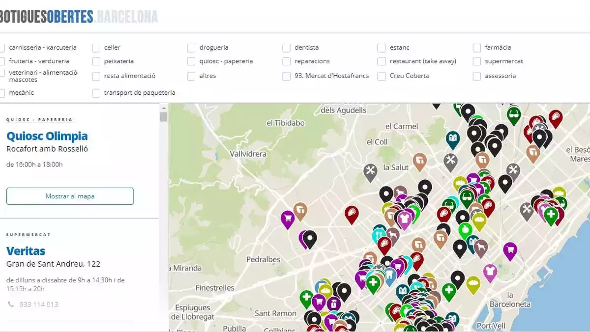 La plataforma de 'Barcelona Comerç' per localitzar els serveis i establimetns oberts a Barcelona durant l'estat d'alarma