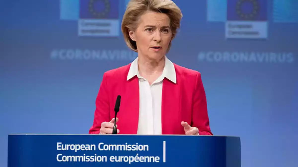 La presidenta de la Comissió Europea, Ursula von der Leyen, el 12 d'abril de 2020