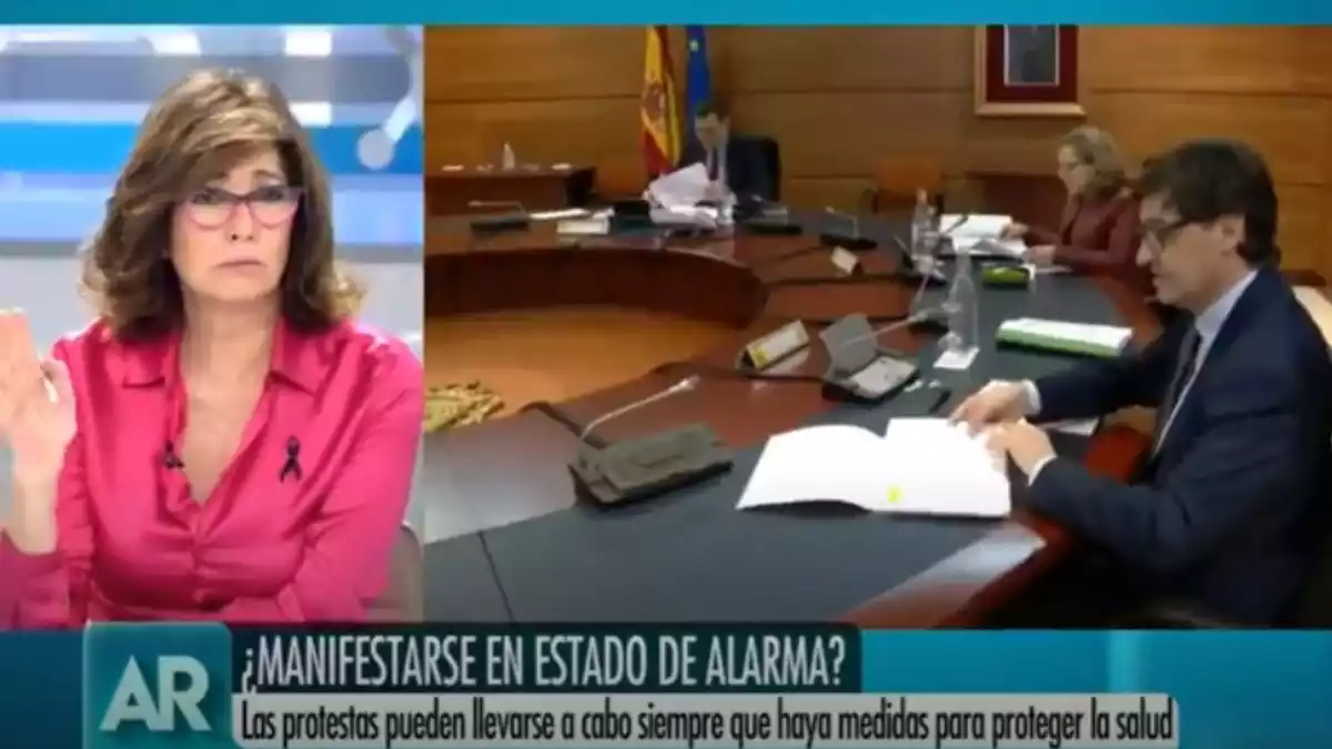 Ana Rosa Quintana al frente de su programa en Telecinco. 18 de mayo de 2020