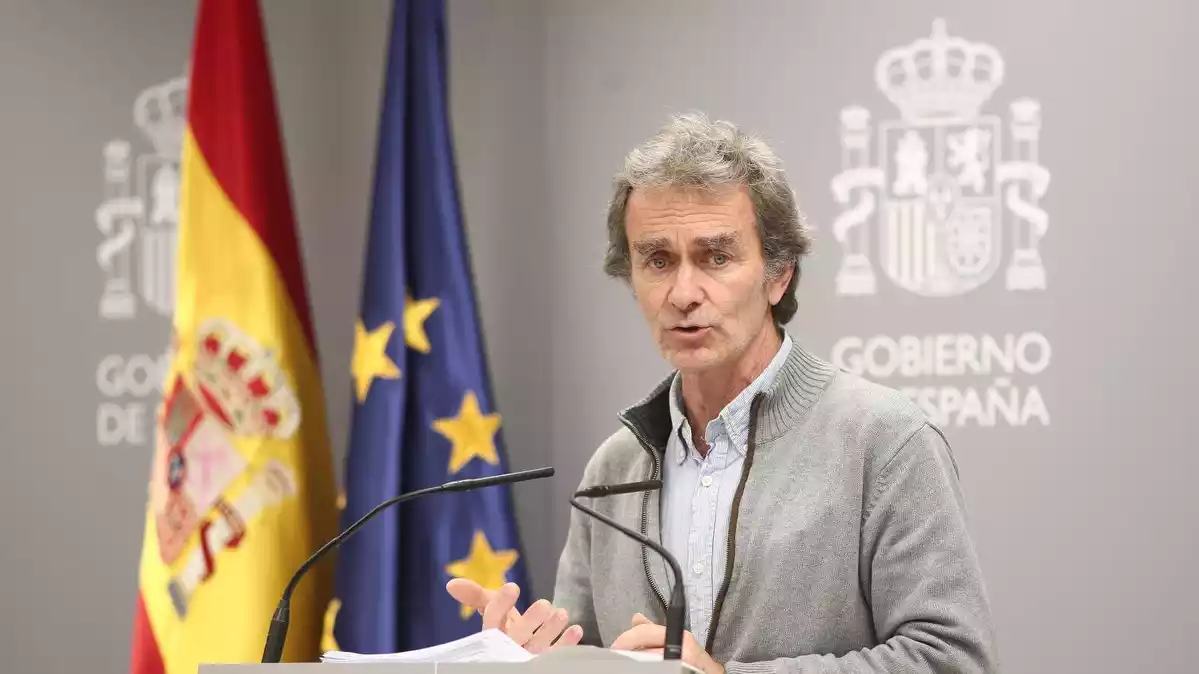 Fernando Simón, coordinador de Alertas Sanitarias y Emergencias, en una rueda de prensa en el Ministerio de Sanidad en febrero de 2020