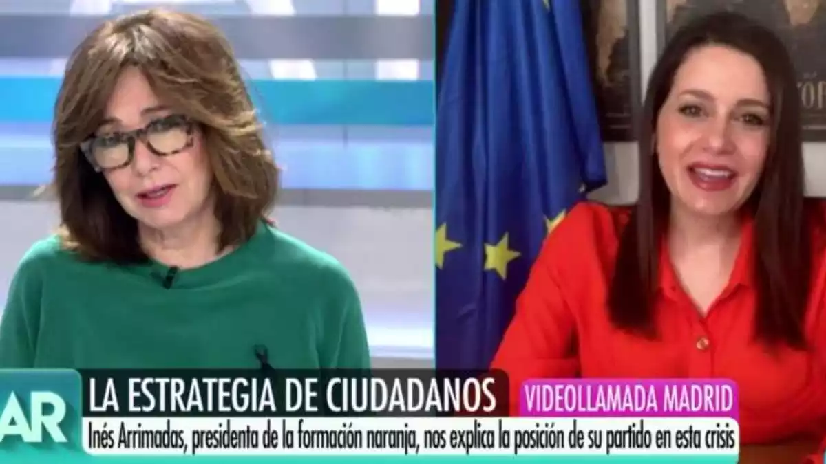 Ana Rosa Quintana e Inés Arrimadas en una entrevista del 15 de mayo del 2020