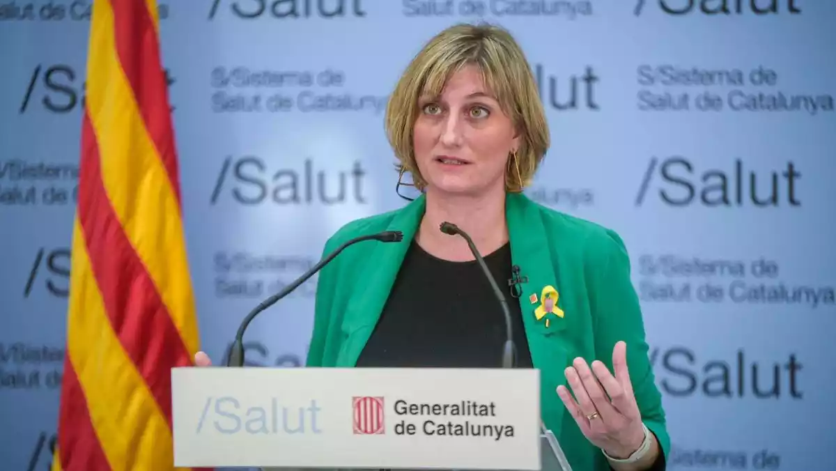 La consellera de Salut, Alba Vergés, durant la roda de premsa de seguiment de la crisi del coronavirus, el 28 de març del 2020