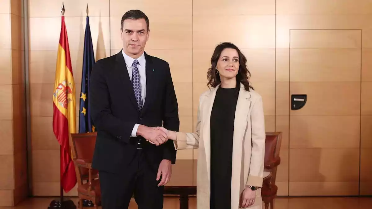 Pedro Sánchez i Inés Arrimadas, en la seva darrera reunió, el 16 de desembre de 2019.