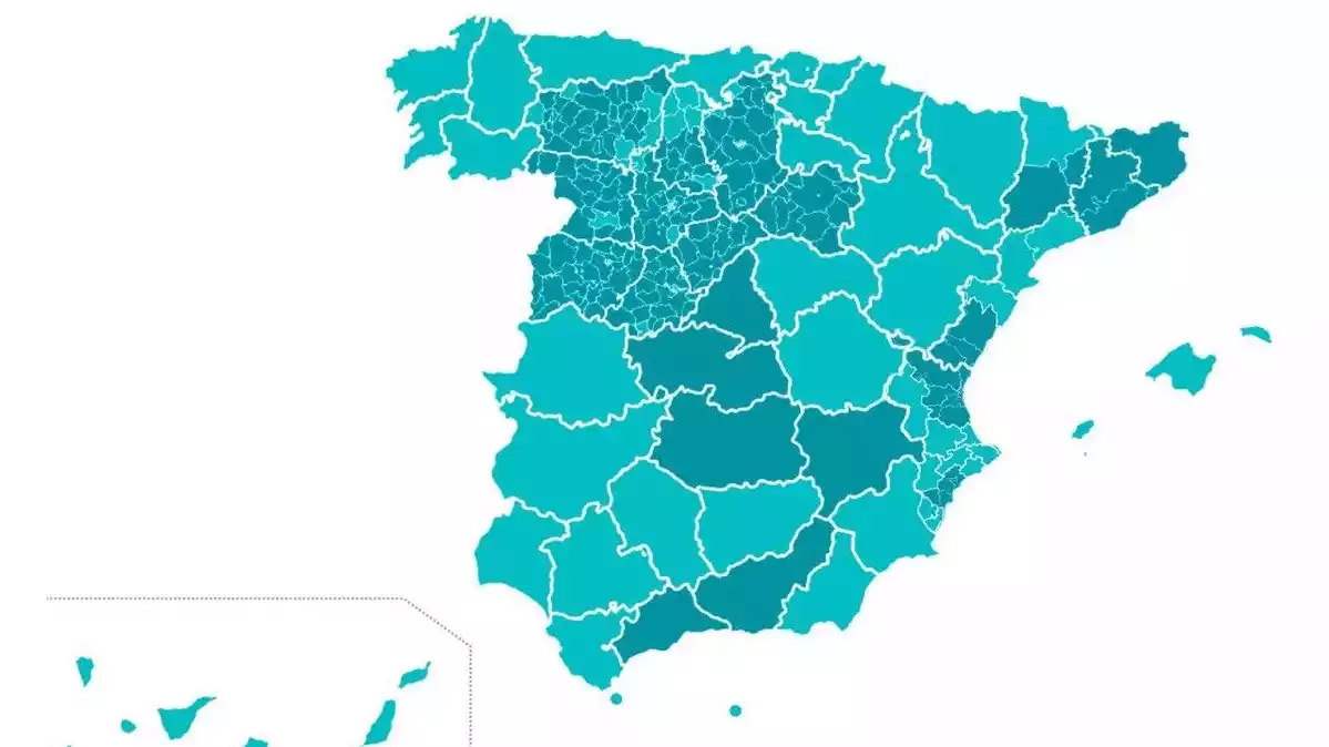 Mapa d'Espanya amb les comunitats que passen a fase 1 de la desescalada el dilluns 11 de maig