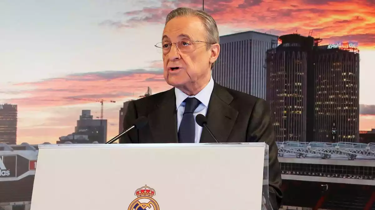 El president del Real Madrid, Florentino Pérez, en una roda de premsa